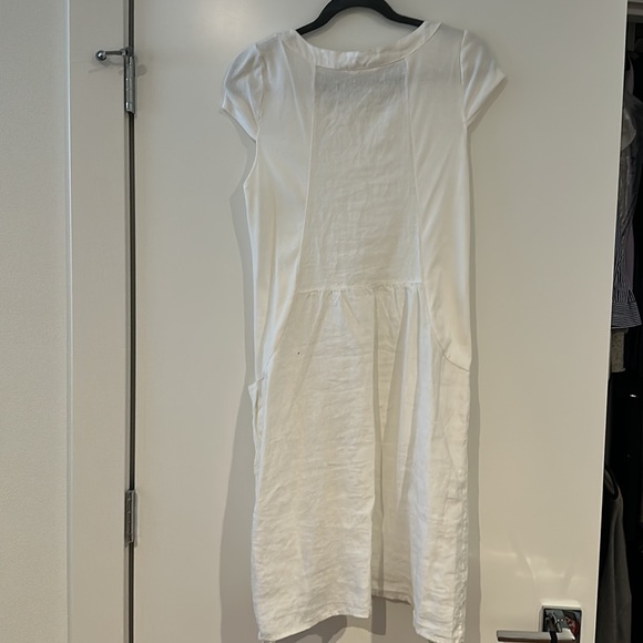 Luna Luz shift linen dress with pockets in white size M - Picture 3 of 4